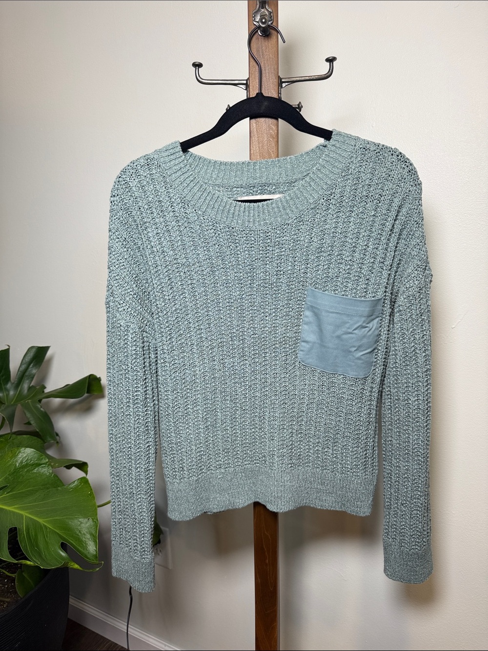 LOFT Crewneck Knit Sweater with Front Pocket S